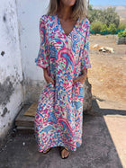 Casual Relaxed Fit V-Neck Print Dress