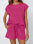 Casual Round Neck Tee & Shorts Set