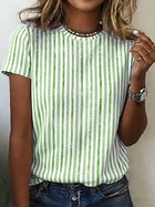 Casual Striped Crew Neck Top