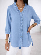 Casual V-Neck Ruffle Top