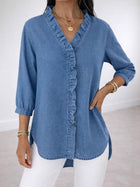 Casual V-Neck Ruffle Top