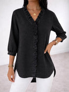 Casual V-Neck Ruffle Top