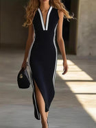 Casual V-Neck Slit Sleeveless Dress