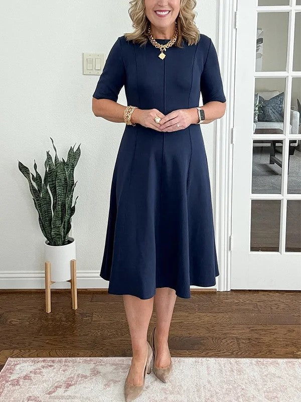 Charm Solid Fitted Midi Dress