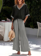 Chic Striped V-Neck Lounge Set