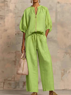 Chic Zipper V-Neck Two-Piece Set