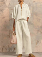 Chic Zipper V-Neck Two-Piece Set