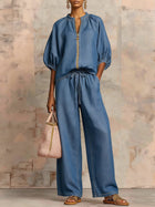 Chic Zipper V-Neck Two-Piece Set