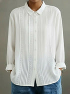 Chic Everyday Lace Detail Button-Up Blouse