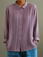 Chic Everyday Lace Detail Button-Up Blouse