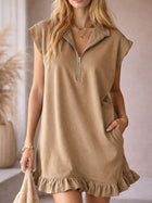 Chic Sleeveless V-Neck Ruffle Hem Dress