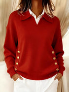 Classic Collared Button-Up Knit Sweater