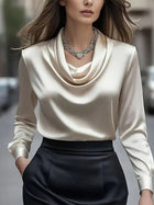 Classic Solid Basic Long-Sleeve Blouse
