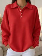 Classic Waffle Long Sleeve Polo Top