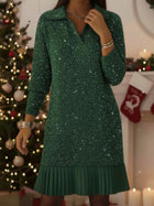 Contemporary Patchwork Pleated Polo Dress