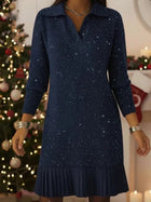 Contemporary Patchwork Pleated Polo Dress