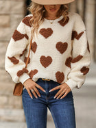 Cozy Heart Print Sweatshirt