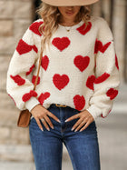Cozy Heart Print Sweatshirt