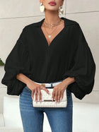 Elegant Romantic Puff Sleeves V-Neck Top