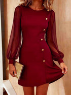 Elegant Button-Front Long-Sleeve Dress