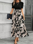 Elegant Floral Short Sleeve Maxi Dress