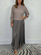 Elegant Knit Two-Piece Style Pleated Dress