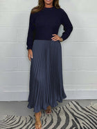 Elegant Knit Two-Piece Style Pleated Dress