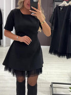 Elegant Round-Neck Embellished Dress