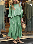 Elegant Solid Color Two-Piece Dress Set