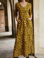 Elegant V-Neck Printed Dress