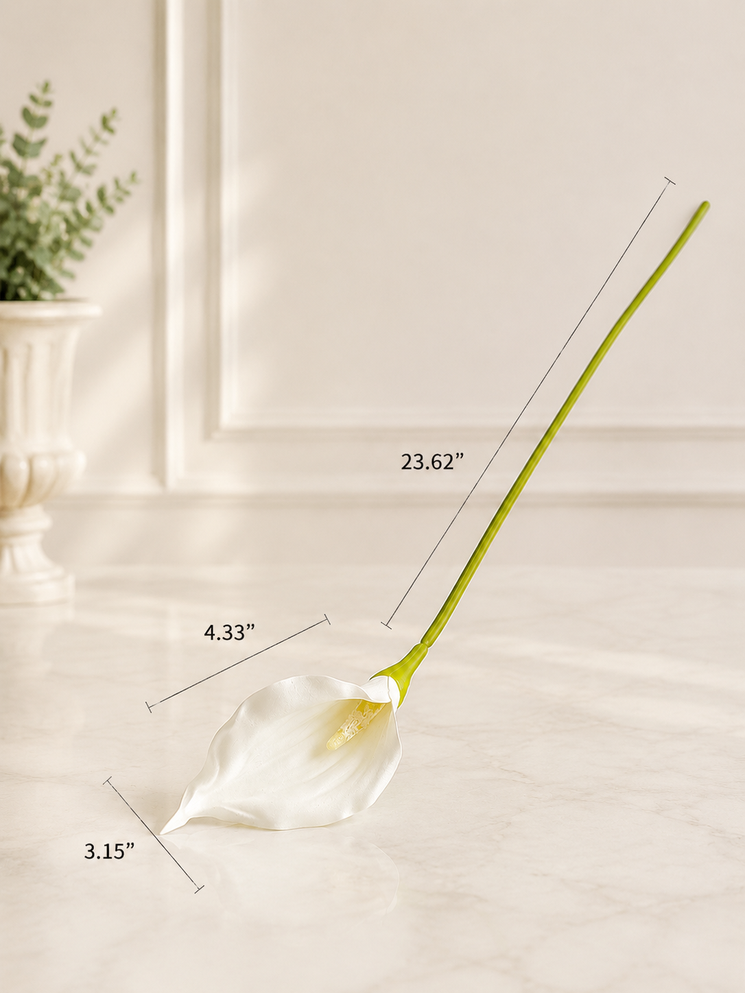Elegant White Calla Lily Faux Floral Arrangement details
