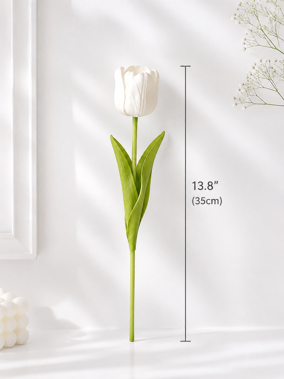 Elegant White Tulip Faux Floral Arrangement details