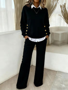 Fake Two-Piece Button Detail Set