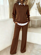 Fake Two-Piece Button Detail Set