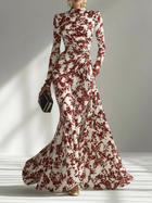 Fashion Print Flowing Long Sleeve Maxi Dress