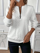 Fashion Zipper-Front Quilted Sweatshirt