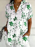 Fresh Floral Short Sleeve Button Blouse