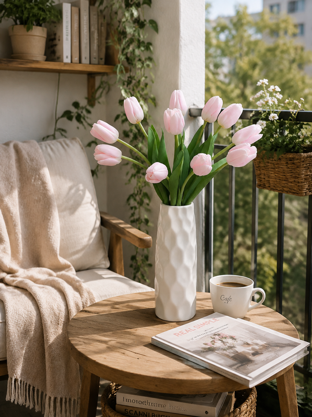 Blush Pink Tulip Faux Floral Arrangement