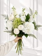 White & Green Garden Faux Floral Arrangement