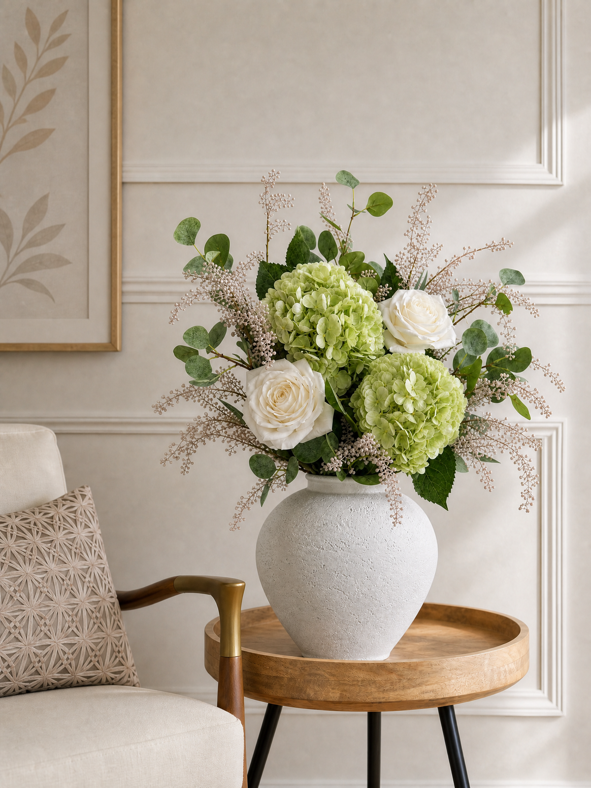 Garden Hydrangea & Rose Faux Floral Arrangement