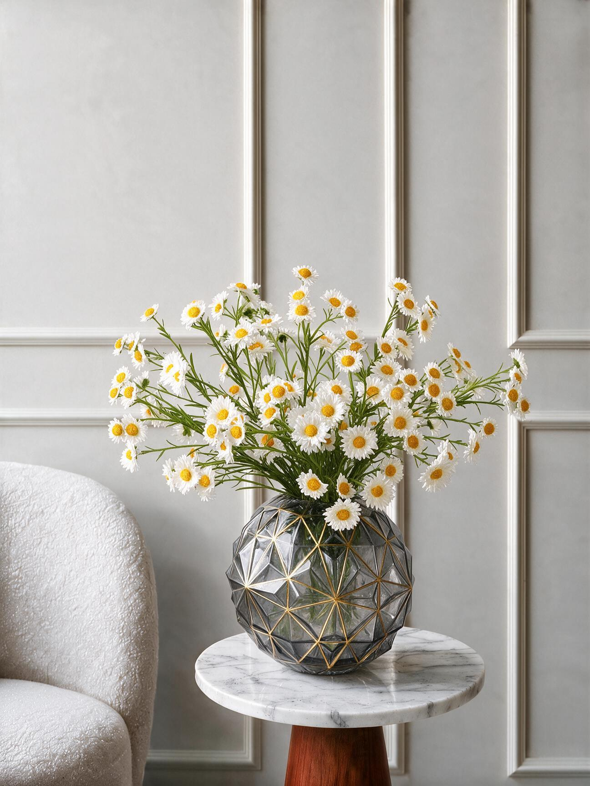 Garden White Daisy Faux Floral Arrangement
