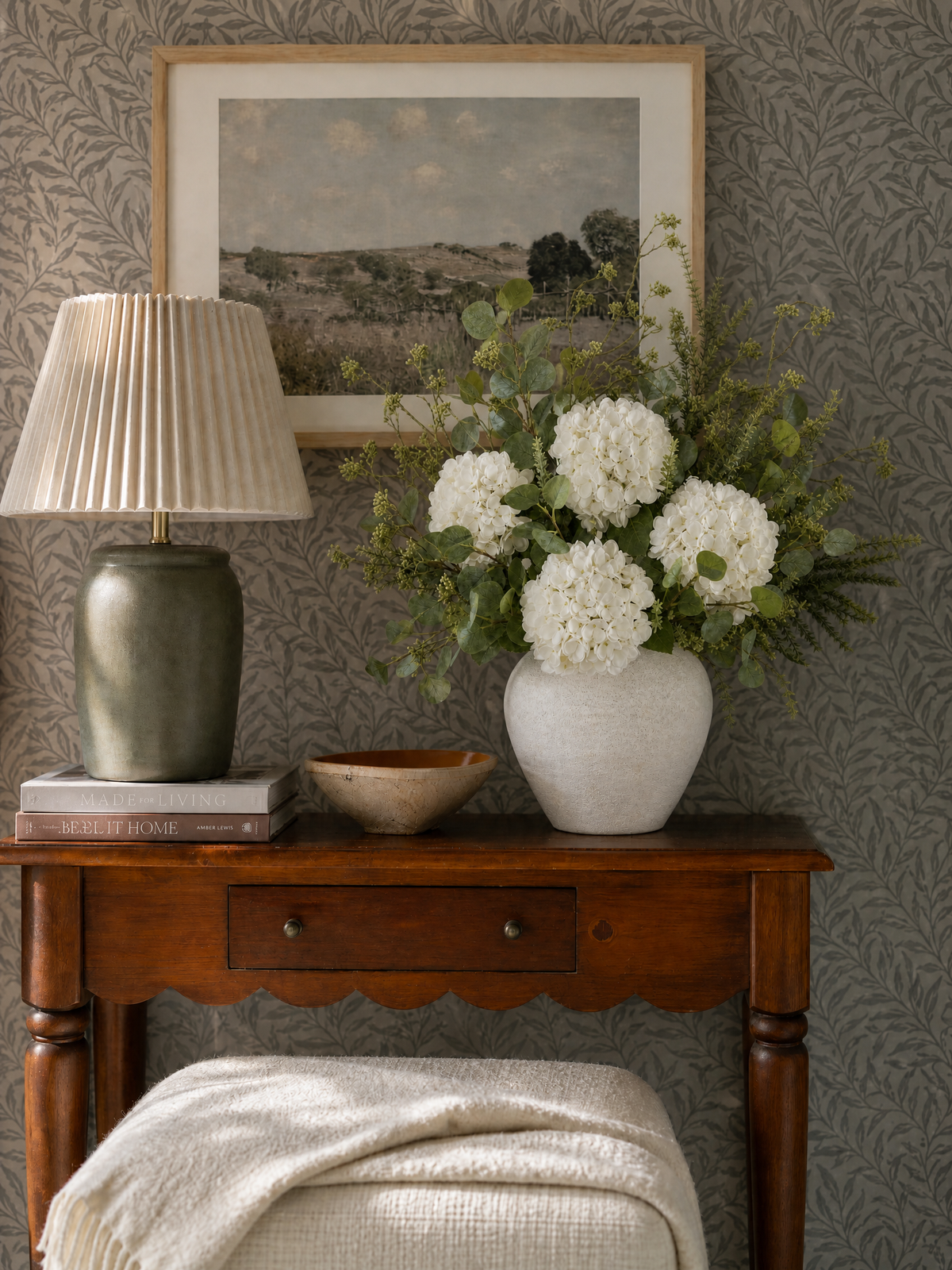 Garden White Hydrangea & Greenery Faux Floral Arrangement