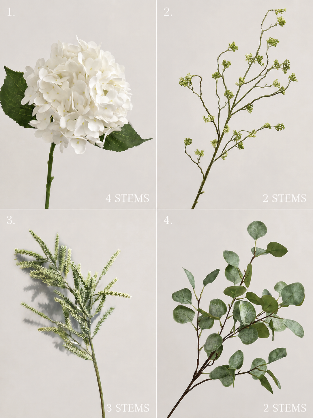 Garden White Hydrangea & Greenery Faux Floral Arrangement details