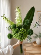 Green Hydrangea & Delphinium Faux Floral Arrangement