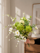 Green Hydrangea & White Flowers Faux Floral Arrangement