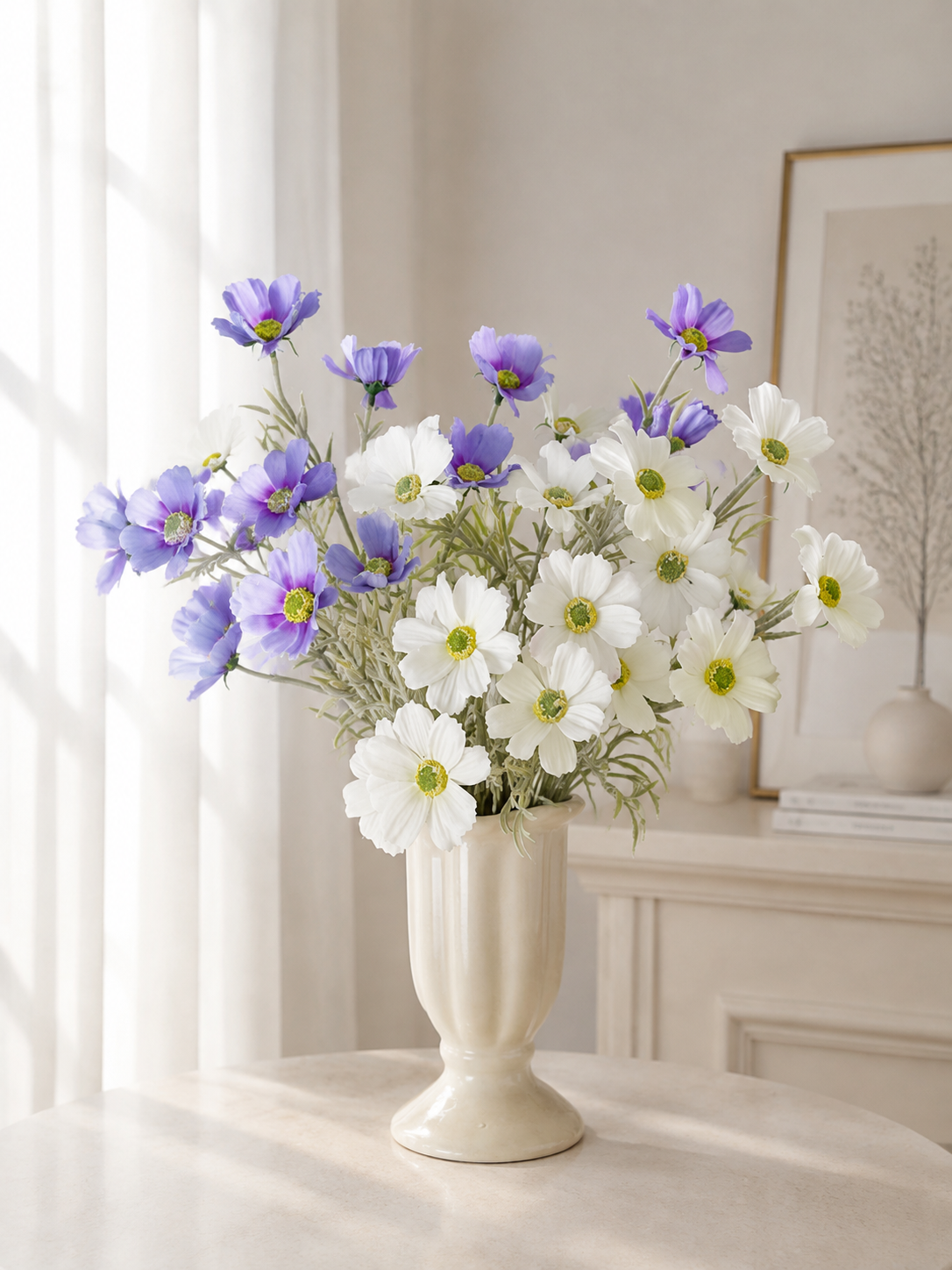 Lavender & White Cosmos Faux Floral Arrangement
