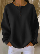 Long-Sleeve Waffle Knit Crew Neck Top