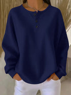 Long-Sleeve Waffle Knit Crew Neck Top