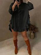 Loose Fit Ruffle Hem Shirt