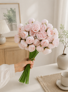 Luxury Blush Peony Faux Floral Arrangement with Goblet Vase